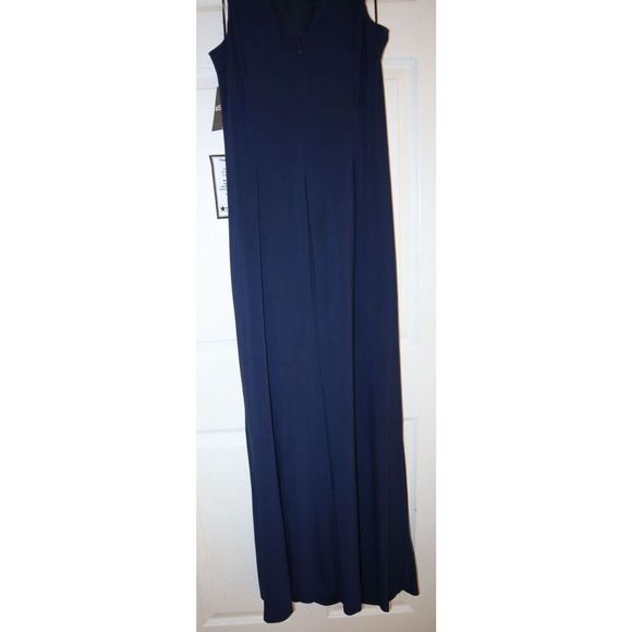 MSK 93900363L Sz 16 Navy Style Setter Embellished Front-Slit Evening Gown $129 - Picture 7 of 12